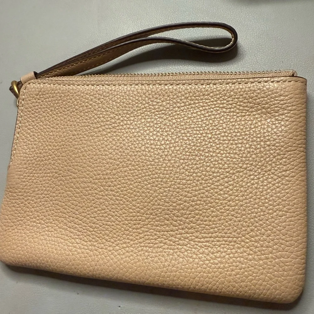 Coach Tan Leather Wristlet with Monogram - Picture 2 of 3
